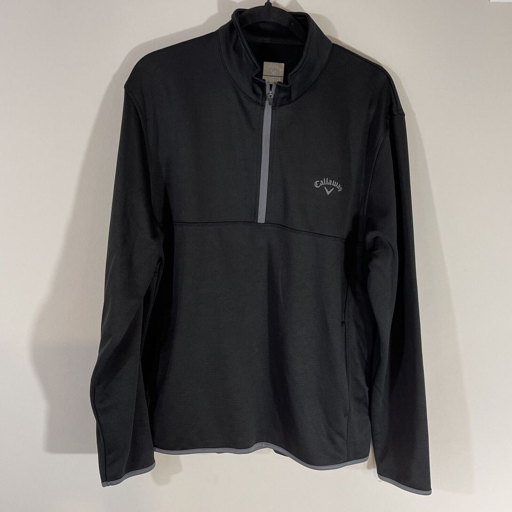Set of 2Callaway Golf Sweater Mens Large Blue Black 1/4 Zip Pullover Long Sleeve